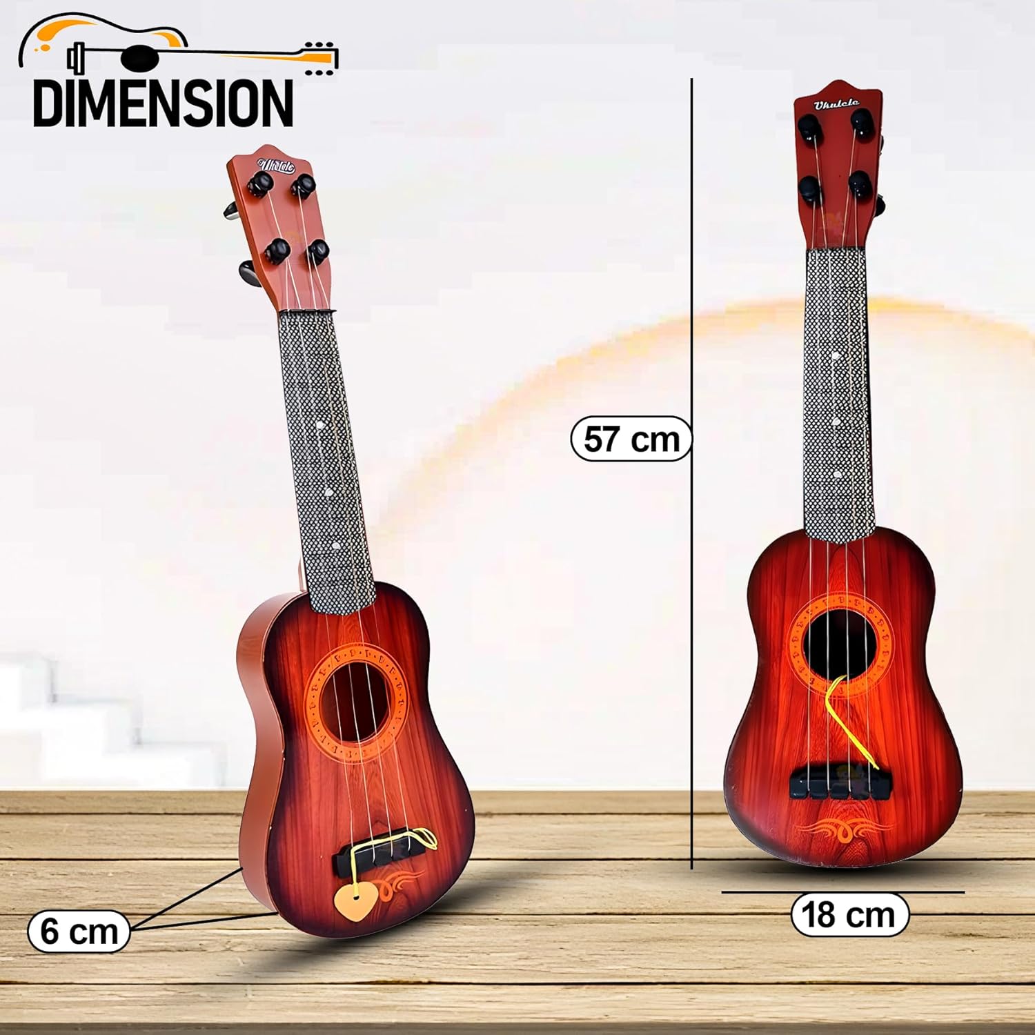 22-inch guitar toy with a wooden finish