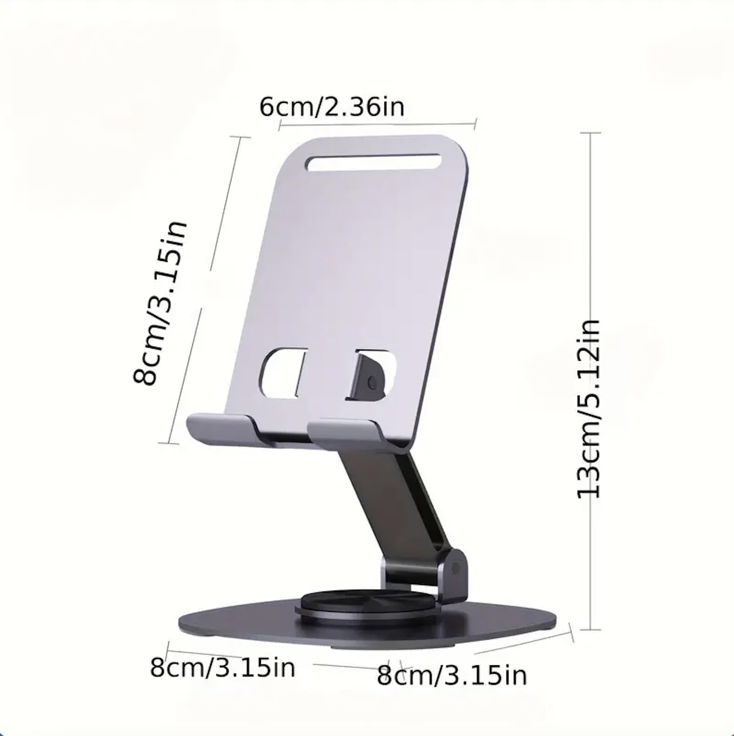 Phone Stand, 360°Rotation Height Adjustable Phone Holder for Desk, Thick Case Friendly Foldable Portable Metal Base Stand Compatible with All Mobile Phone 4-10"