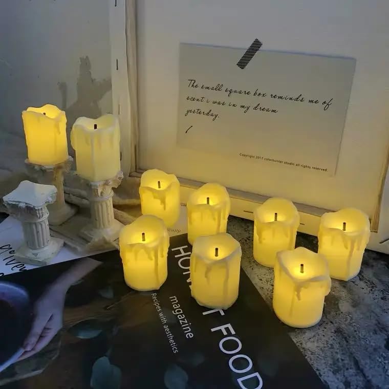 LED Tea Light Flicking Candle Decorative Smokeless Flameless Acrylic Candles Lights for Home Decoration for Diwali
