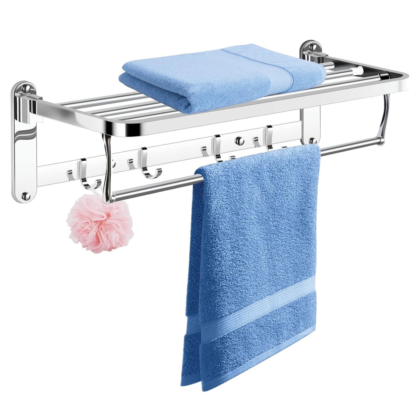 18-inch towel rack with towels and accessories displayed
