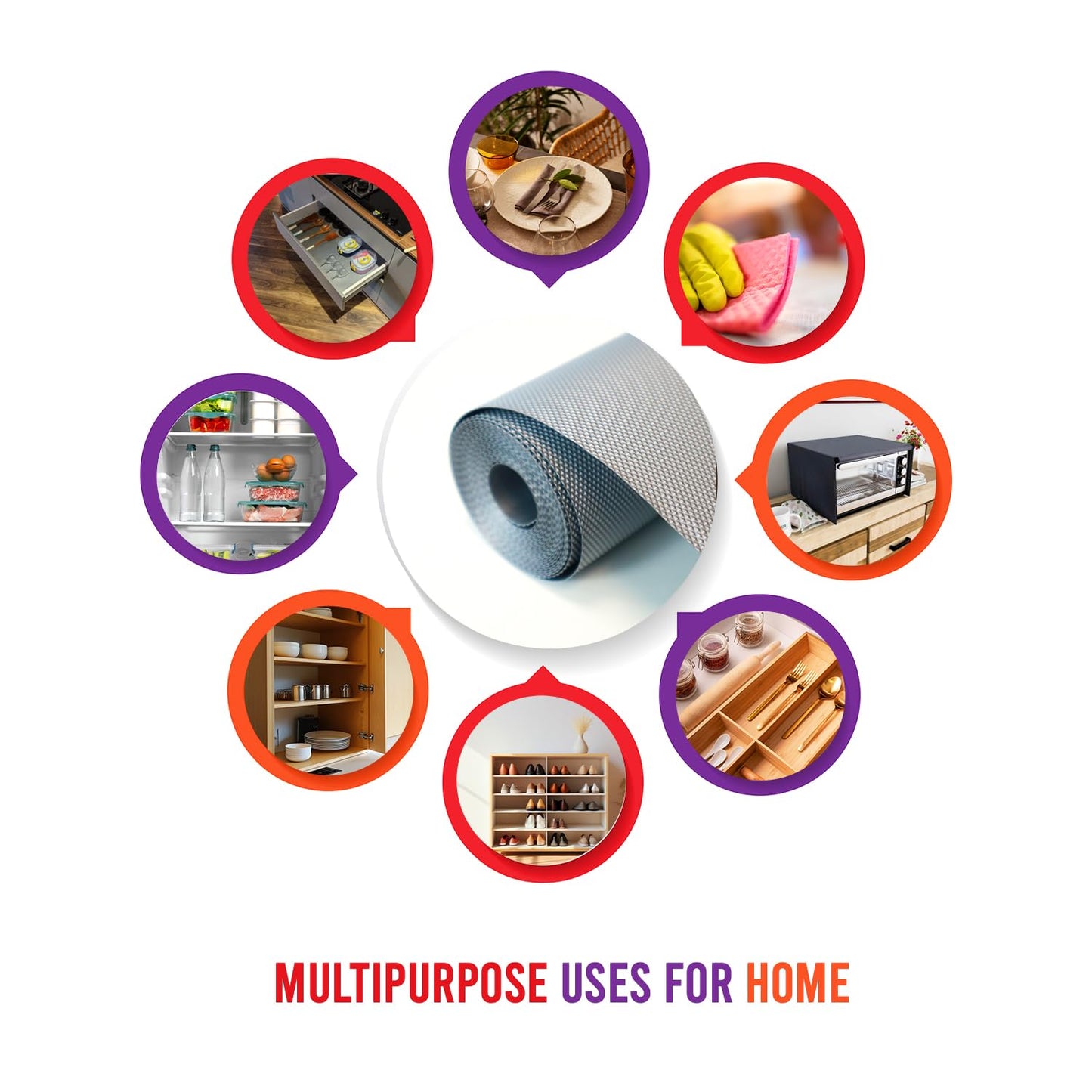 Home (45 cm x 5 m) Multipurpose Anti-Slip Mat, Sheet for Fridge, Kitchens, Cupboard, Drawers, Shelf Liner | Super Strong EVA, Water Resistant (Diamond Texture, multicolor)