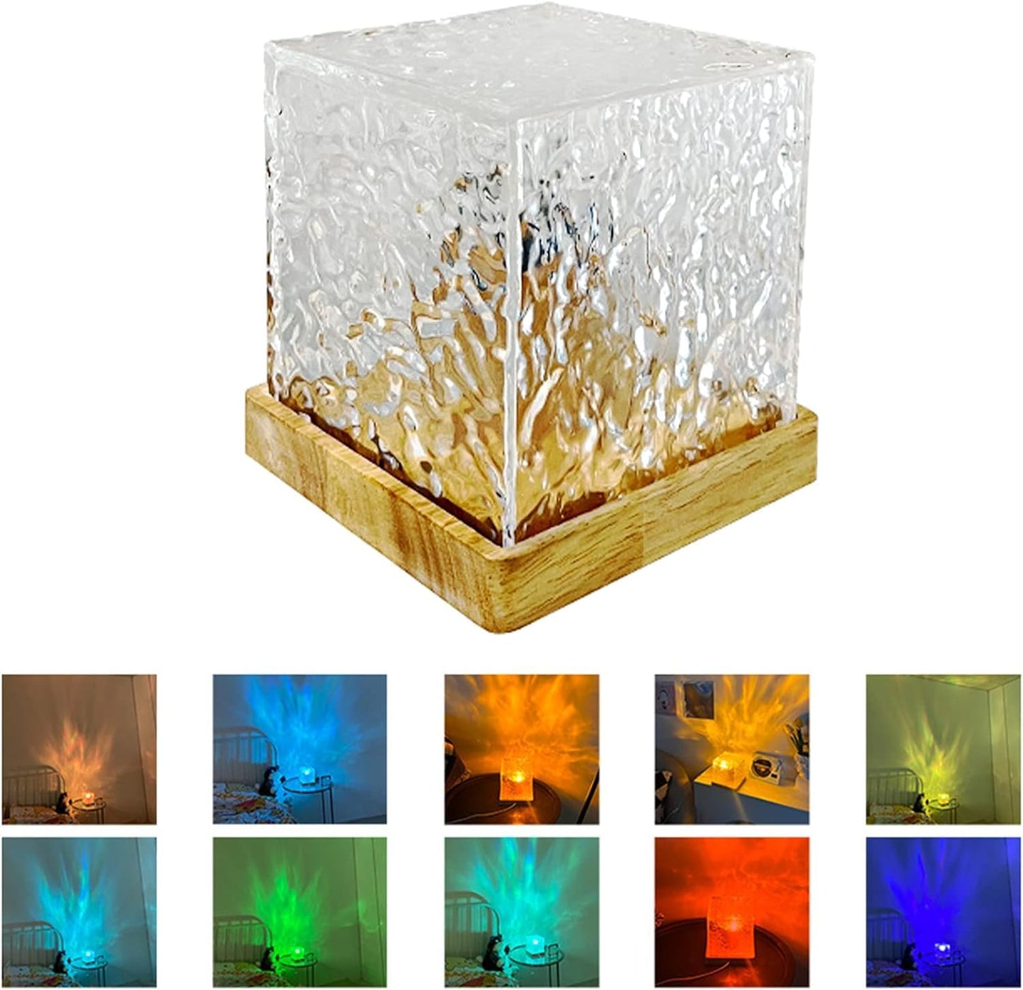 Projector Lights Ocean Wave, Romantic Warm Ocean Wave Water Night Light Projector 3D Water Wave Effect, Romantic LED Light Projector Projection Lamps Crystal Table Lamp for Bedroom Décor