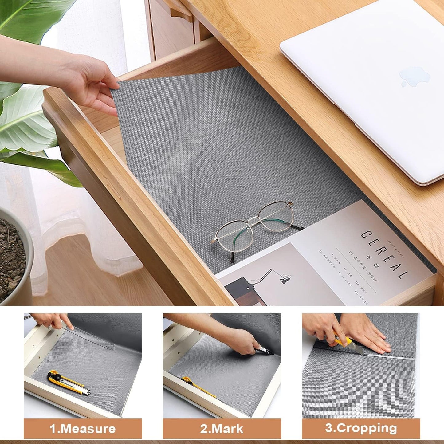 Anti-slip mat used inside kitchen drawers and cupboards