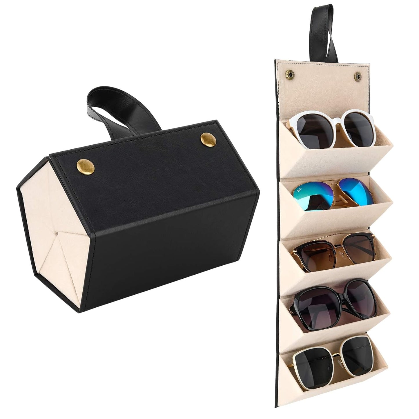 Decawall black foldable 5-slot sunglasses organizer for travel