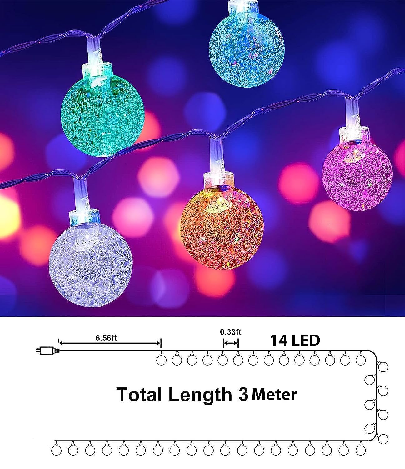 LED crystal bubble ball detail with multicolor illumination