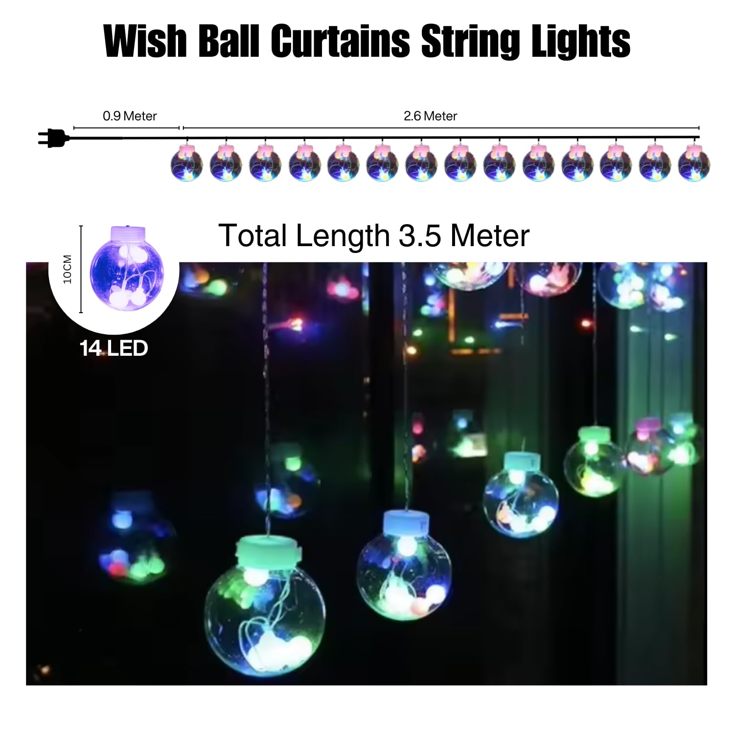 LED string lights hanging indoors as part of home decor