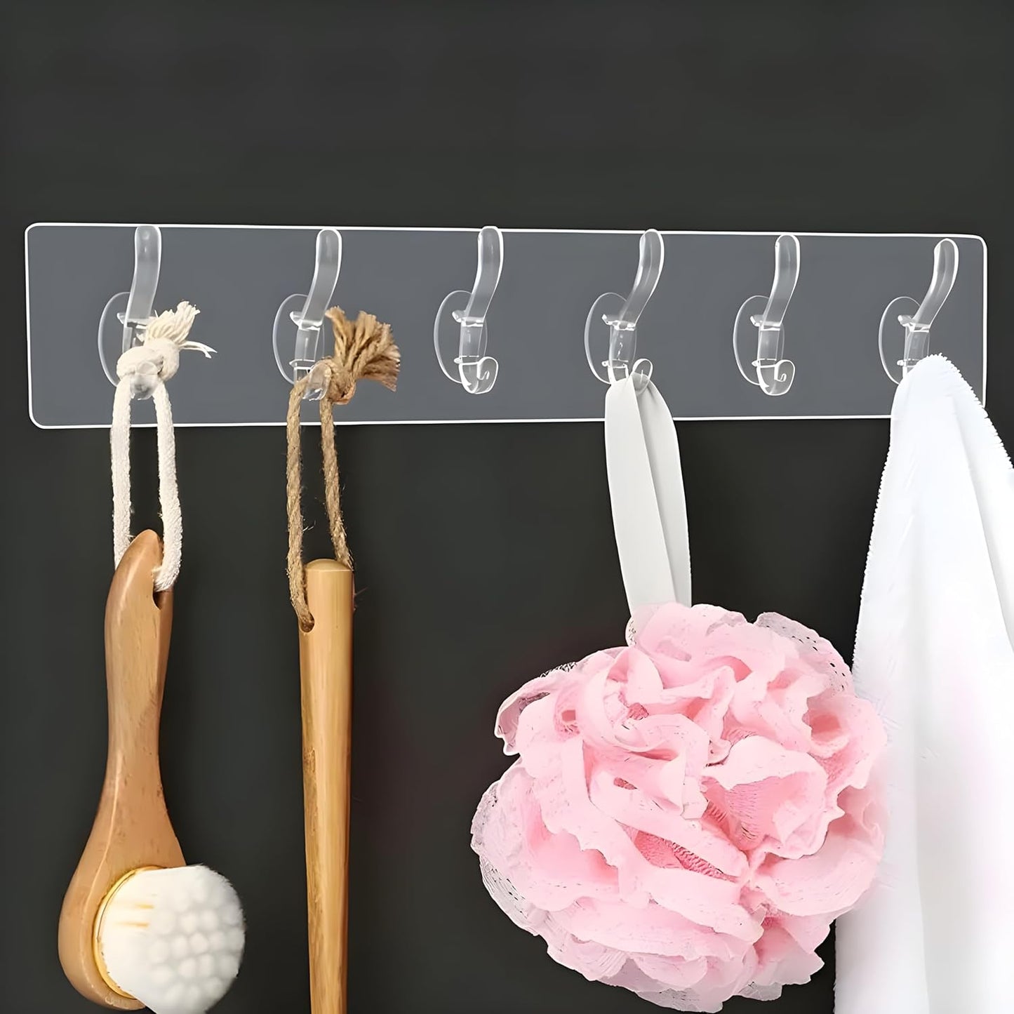Transparent Adhesive Wall Hooks – , 6-Hook Strips
