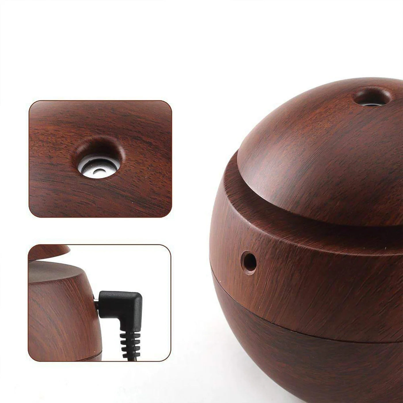 USB-Powered Wooden Air Humidifier with Cool Mist Technology
