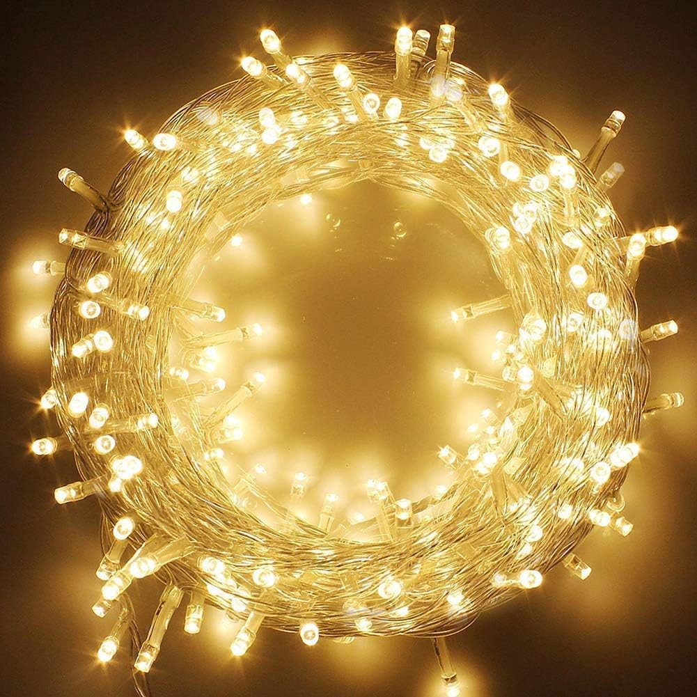 10-meter LED string light glowing warmly in a festive setup