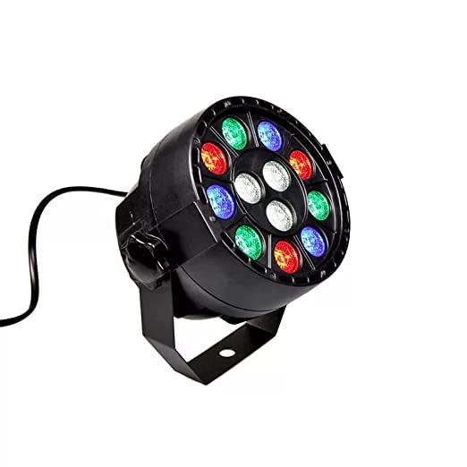 12 LED PAR light displaying vibrant multicolor effects