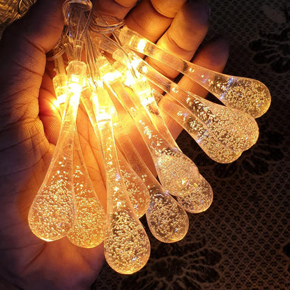 13-foot string lights with 14 water drop-shaped LEDs