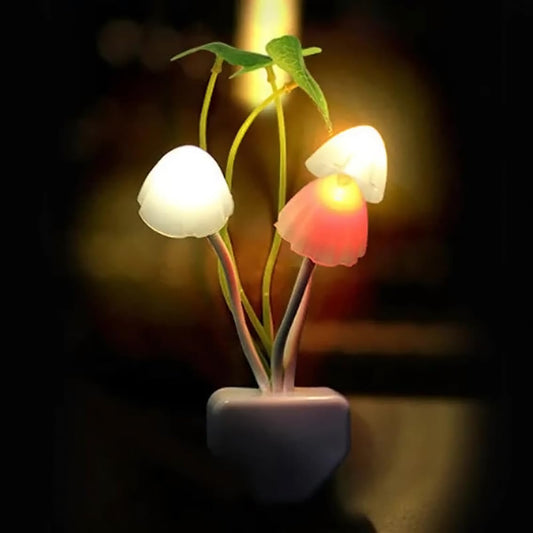 3D LED night lamp with mushroom and flower design
