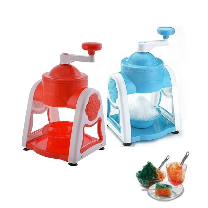 Plastic Ice Gola Slush Maker Ice Snow Maker Machine for Kids Ice Crusher Kit Indoor Outdoor Manual Home with 3 Bowl 1 Glass 6 Sticks and 1 Dish