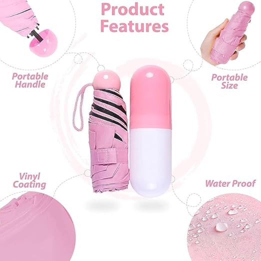Decawall Mini Capsule Umbrella – 6-Rib UV-Resistant Pocket Umbrella (18.5cm Folded), Waterproof & Windproof for Men, Women & Kids