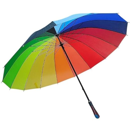 Decawall Large 75 cm Rainbow Umbrella - Colorful and Vibrant Oversized Umbrella with Bright Rainbow Pattern - Stylish, Portable, and Durable Umbrella for Rain and Sun