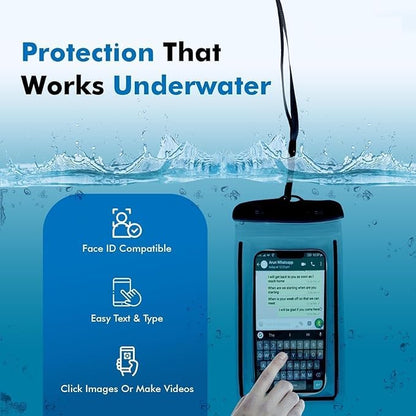 DECAWALL Waterproof Mobile Pouch – Transparent Touch-Sensitive Phone Cover with Lanyard for Swimming, Rain, Beach & Travel