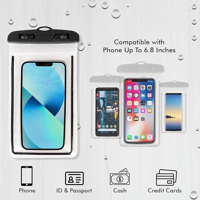 DECAWALL Waterproof Mobile Pouch – Transparent Touch-Sensitive Phone Cover with Lanyard for Swimming, Rain, Beach & Travel