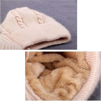 Winter Cap for Women Woolen Cap with Mufflers for Women, Knitted Woolen Muffler for Women & Girls Muffler Woolen Cap, Stylish Woolen Caps for Women Winter Wear Scarf