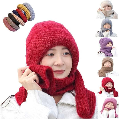 Winter Cap for Women Woolen Cap with Mufflers for Women, Knitted Woolen Muffler for Women & Girls Muffler Woolen Cap, Stylish Woolen Caps for Women Winter Wear Scarf
