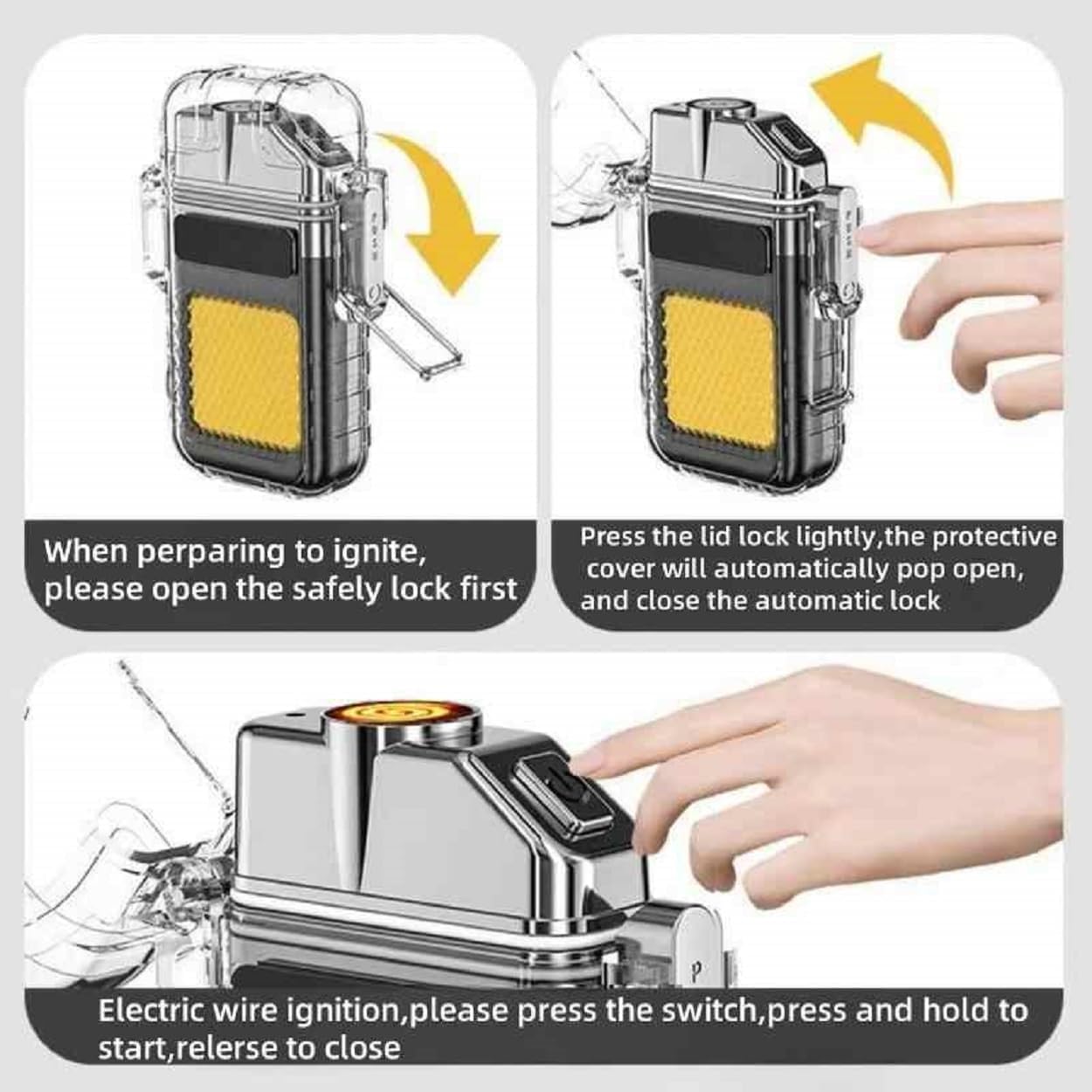 DECAWALL COB LED Rechargeable Flashlight with Lighter – Waterproof Emergency Torch with Keychain Clip for Camping, Hiking, Travel & Power Cuts