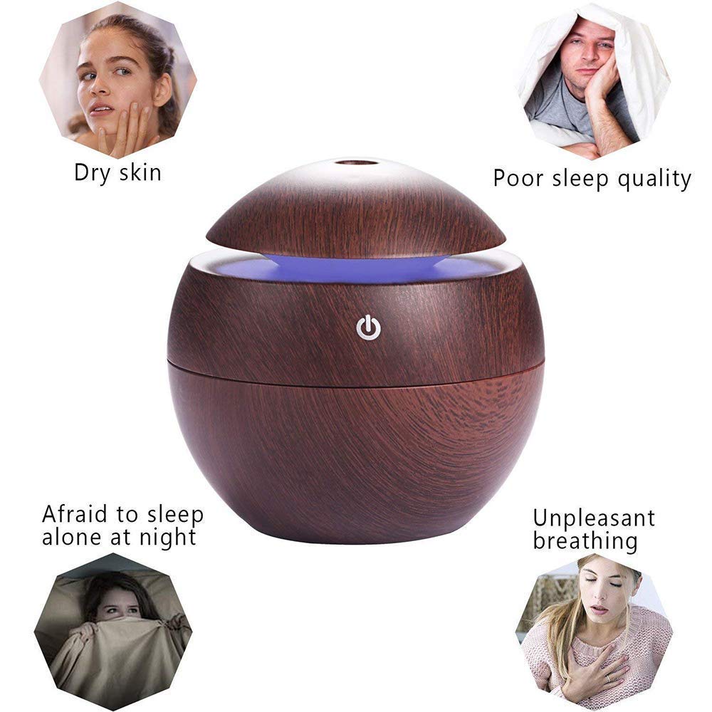 Wooden Cool Mist Humidifier with Essential Oil Diffuser for Home & Office
