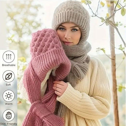 Winter Cap for Women Woolen Cap with Mufflers for Women, Knitted Woolen Muffler for Women & Girls Muffler Woolen Cap, Stylish Woolen Caps for Women Winter Wear Scarf