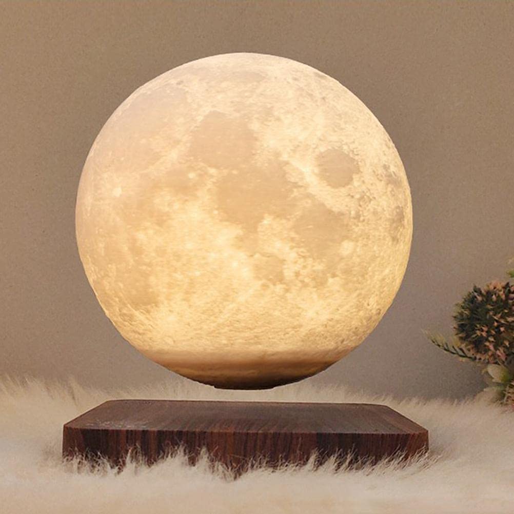Decawall Magnetic Levitating Moon Lamp – 3-Color Dimmable LED Night Light with Wooden Base | Floating Moon Light for Home & Office Decor