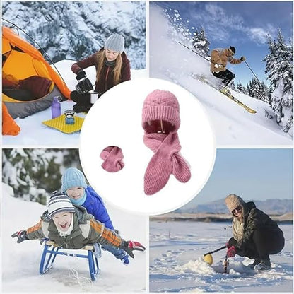 Winter Cap for Women Woolen Cap with Mufflers for Women, Knitted Woolen Muffler for Women & Girls Muffler Woolen Cap, Stylish Woolen Caps for Women Winter Wear Scarf