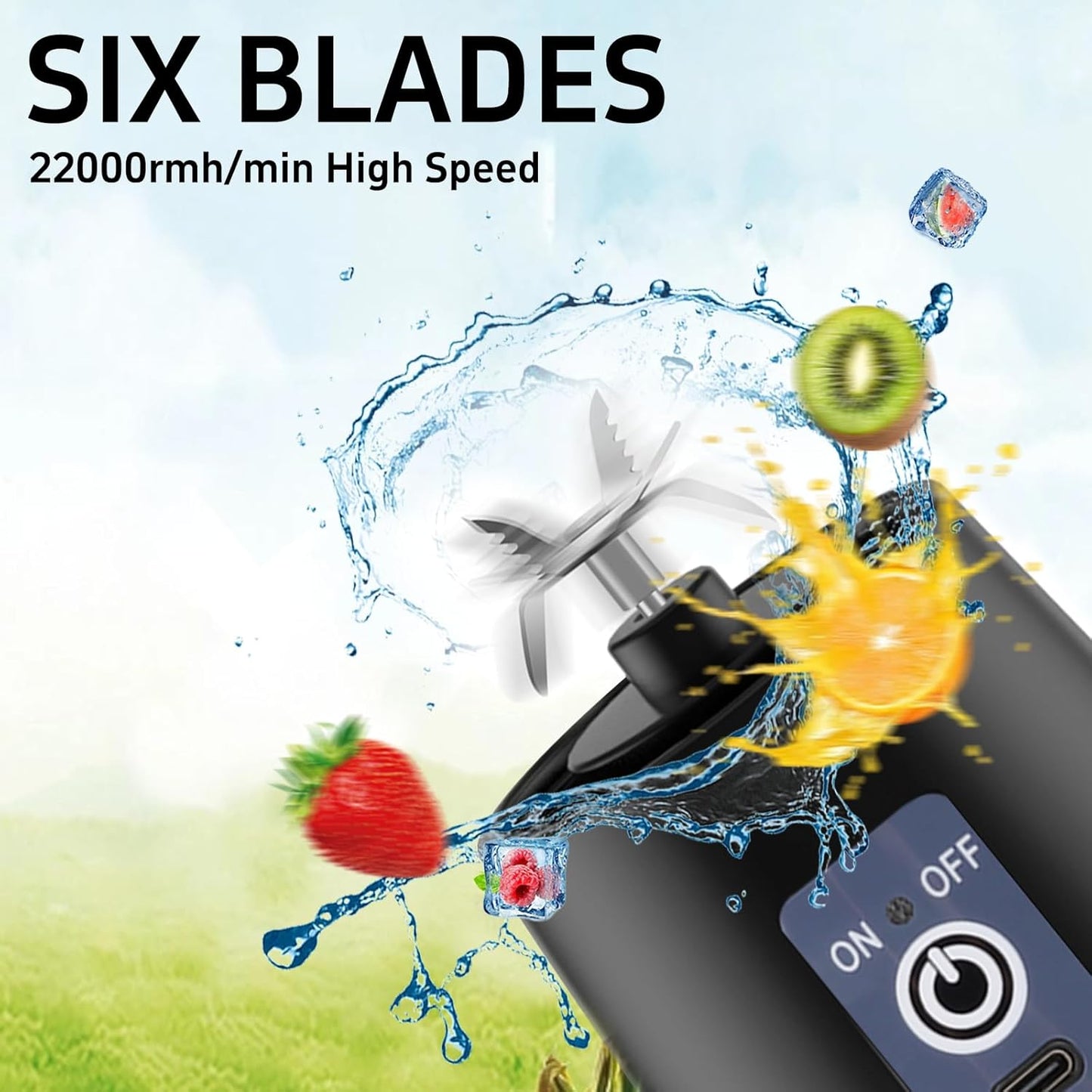 6 stainless steel blades for efficient blending