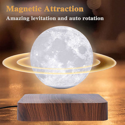 Decawall Magnetic Levitating Moon Lamp – 3-Color Dimmable LED Night Light with Wooden Base | Floating Moon Light for Home & Office Decor