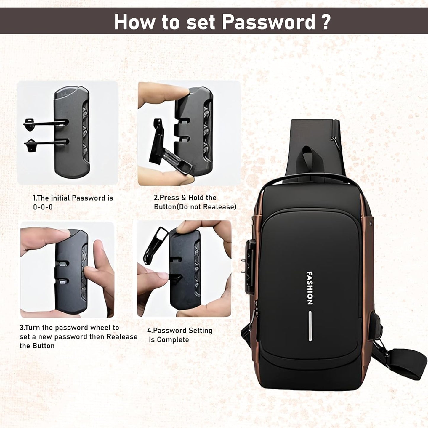 Decawall Anti‑Theft Waterproof Crossbody Sling Bag – USB Charging Port, Hidden Zippers, Durable Oxford Fabric for Men & Women