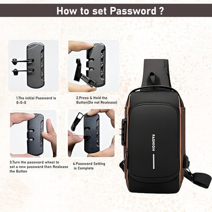 Decawall Anti‑Theft Waterproof Crossbody Sling Bag – USB Charging Port, Hidden Zippers, Durable Oxford Fabric for Men & Women