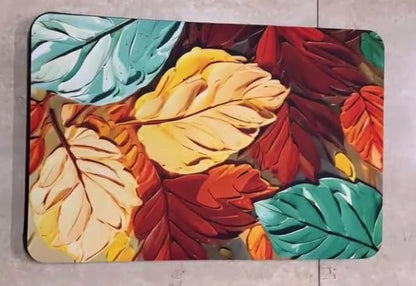 Absorbent doormat in front of a bathroom