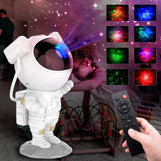 Astronaut galaxy projector lamp with starry nebula