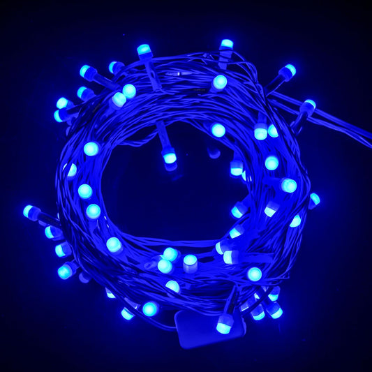 Blue LED string fairy light on flexible copper wire