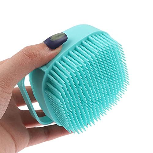 Body scrubber demonstrated on adult skin, baby skin, and pet fur