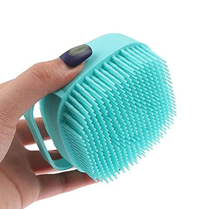 Body scrubber demonstrated on adult skin, baby skin, and pet fur