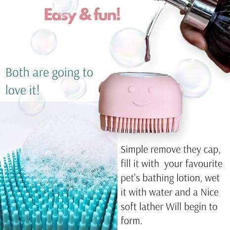 Built-in soap dispenser and soft silicone bristles for gentle cleaning