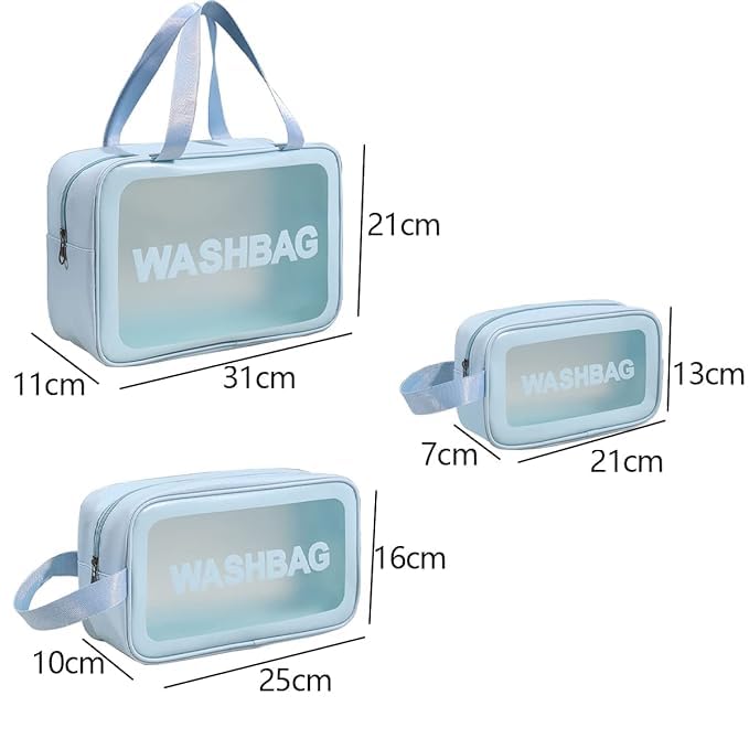 Close-up of each bag in the DECAWALL Washbag Set of 3