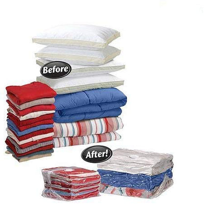 Close-up view of DECAWALL reusable vacuum bag for clothes and blankets