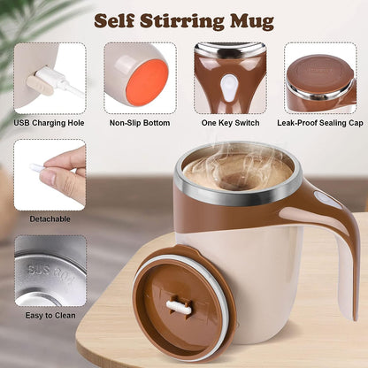 Compact and portable magnetic stirring mug, perfect for office and travel