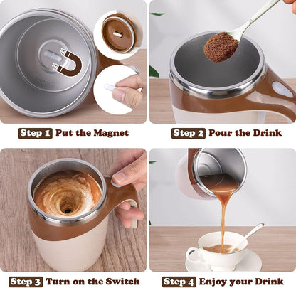 Compact and portable magnetic stirring mug, perfect for office and travel