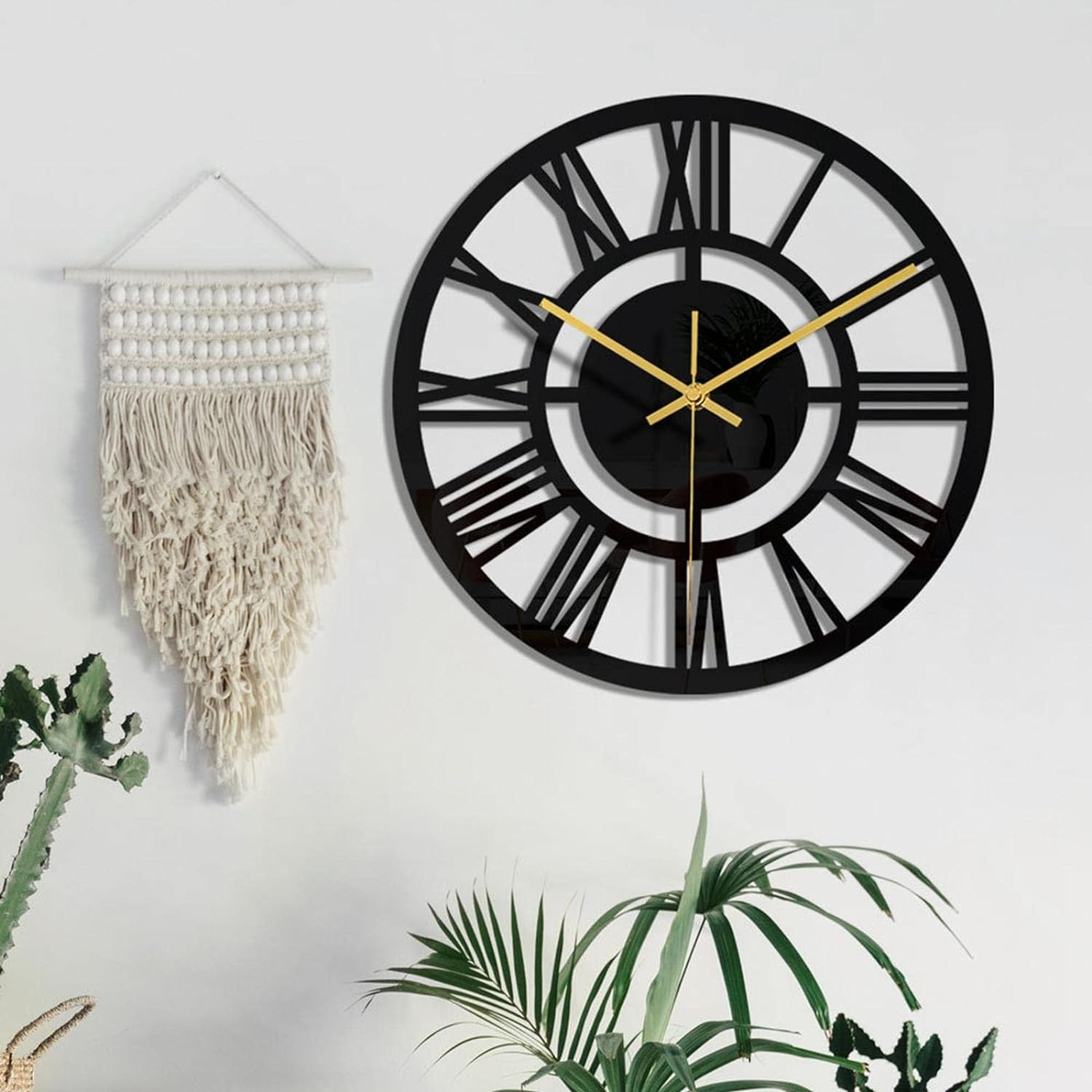 DECAWALL Antique Metal Wall Clock – Roman Numeral Design
