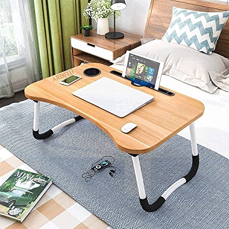 DECAWALL Foldable Wooden Laptop Table – Portable Desk for Study, Bed, and Office Use