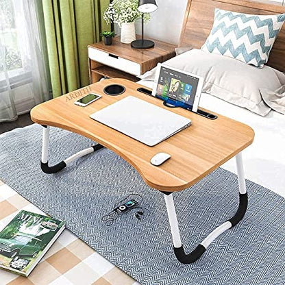 DECAWALL Foldable Wooden Laptop Table – Portable Desk for Study, Bed, and Office Use