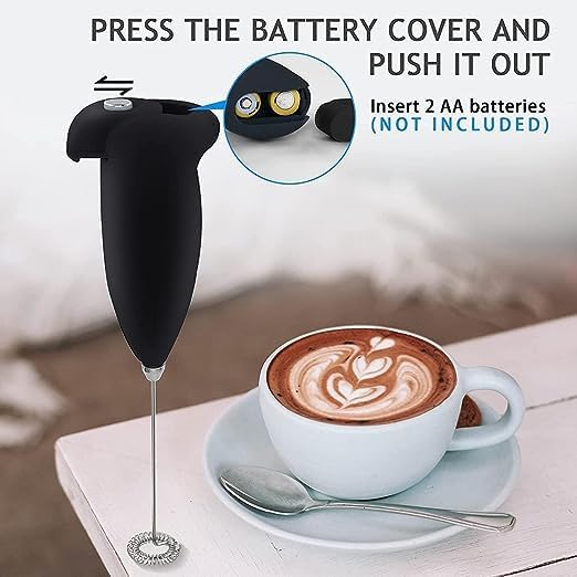 DECAWALL Mini Frother creating frothy milk for lattes or cappuccinos