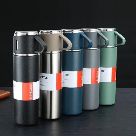 DECAWALL Stainless Steel Vacuum Bottle 500ml with Built-in Cup – Hot & Cold Flask