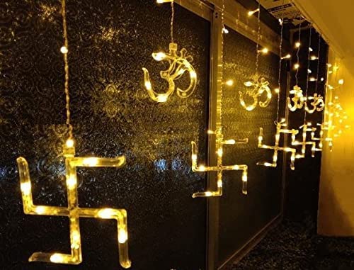 DECAWALL Swastik Om LED String Lights – 138 LEDs Waterproof Curtain Lights