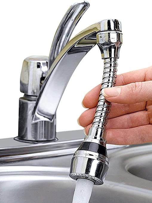 DECAWALL Turbo Flex 360 Faucet Sprayer – Flexible Stainless Steel Chrome Finish, 6-Inch