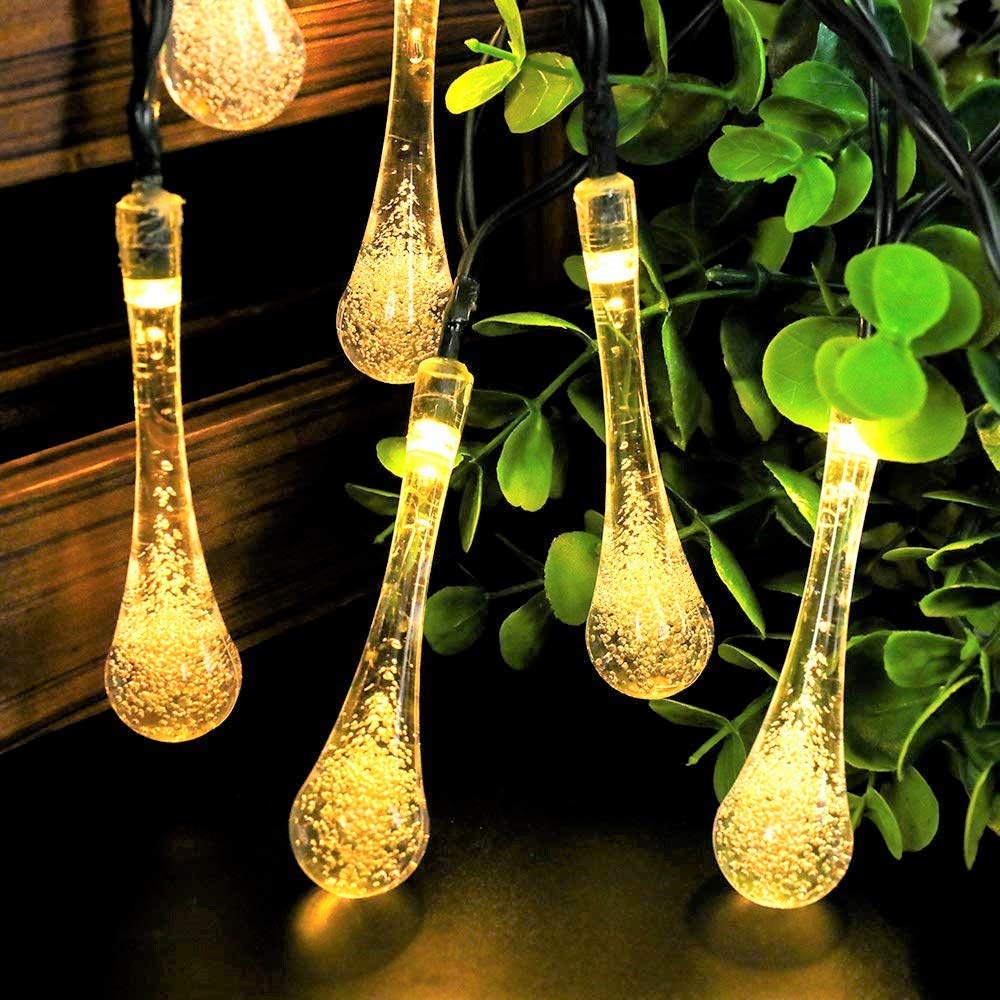 DECAWALL Water Drop LED String Lights – 13ft, 14 Warm White LED Fairy Lights